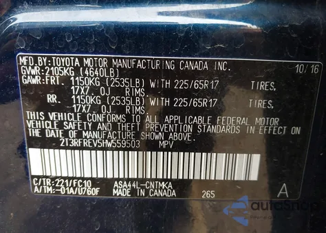 2017 Toyota Rav4 Xle z USA, uszkodzony, nr VIN 2T3RFREV5HW559503